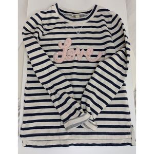 CHEROKEE "Love" Navy Blue and White Girls Sweater